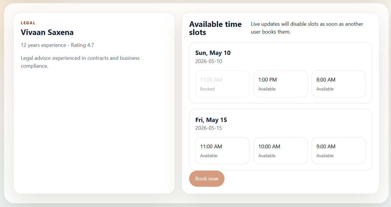Preview of Expert Booking System